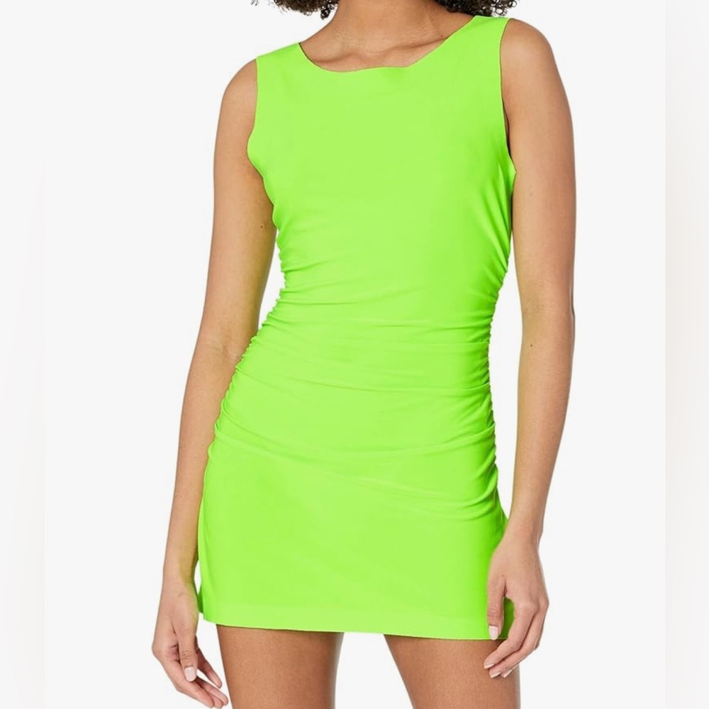NWT: Norma Kamali Neon Green Sleeveless Pickleball Dress